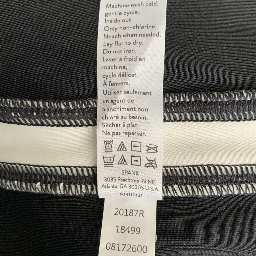 Spanx Leggings Faux Leather White Side Stripe Pull-on Black S - Picture 8 of 9